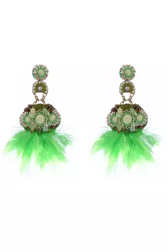 Feather embroidered earrings