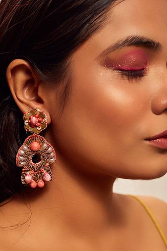 Sequin embroidered earrings