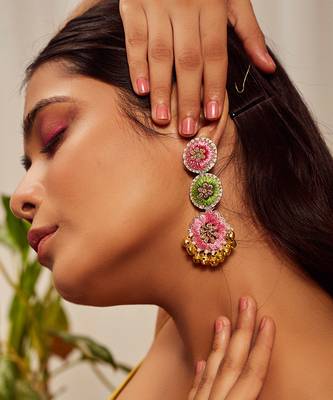 Thread embroidered earrings 1