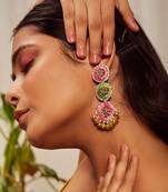 Thread embroidered earrings