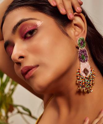 Bead embroidered dangler earrings 1