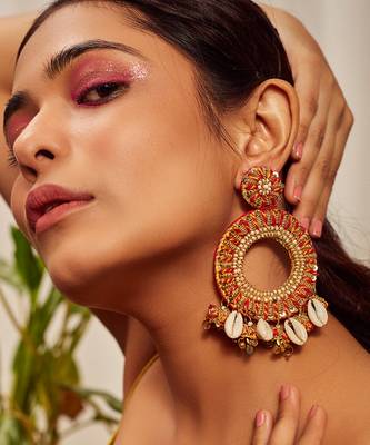 Shell drop hoops earrings 1