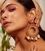 Shell drop hoops earrings