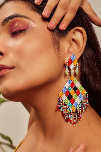 Bead work dangler earrings
