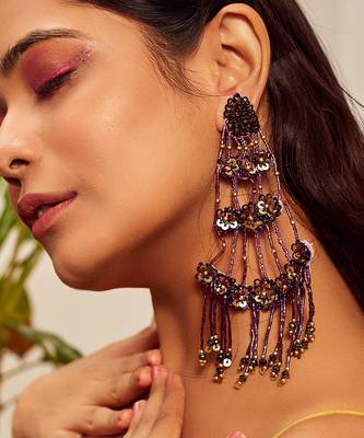 Sequin embroidered dangler earrings 1