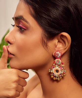 Mirror embroidered dangler earrings 1