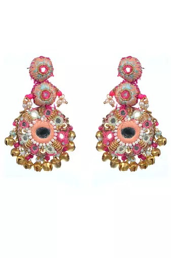 Mirror embroidered dangler earrings