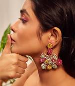 Pearl embroidered dangler earrings