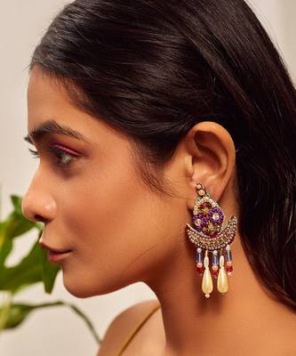 Embroidered dangler earrings 1