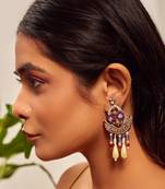 Embroidered dangler earrings