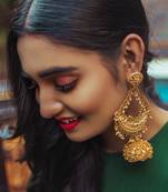 Moti embroidered chandbali earrings