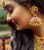 Floral embroidered jhumka earrings