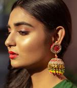 Thread embroidered jhumka earrings