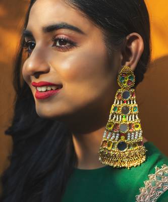 Mirror embroidered danglers 1