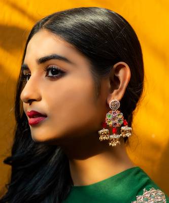 Stone embroidered danglers 1