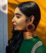Thread embroidered jhumka earrings
