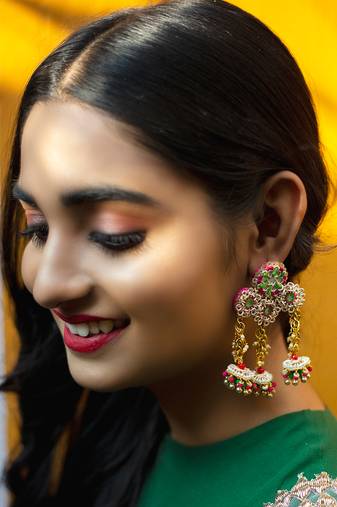 Moti embroidered danglers