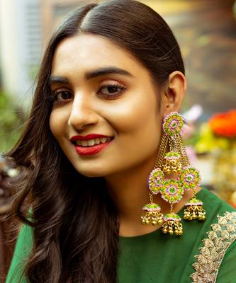 Hand embroidered layered jhumkis earrings 1