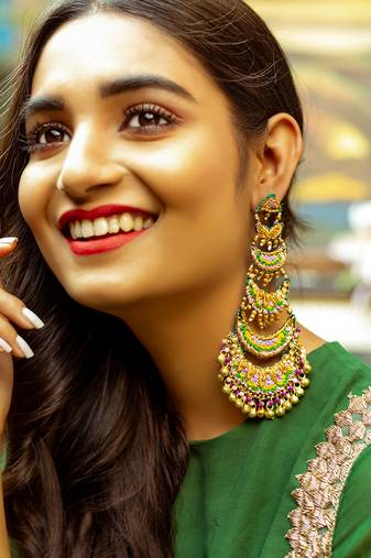 Hand embroidered dangler earrings