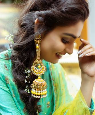 Hand embroidered long jhumka earrings 1
