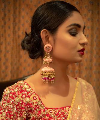 Hand embroidered layered jhumka earrings 1