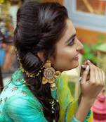 Hand embroidered chain dangler earrings