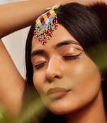 Geometric hand embroidered maangtikka