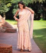 Yellow, Pink And Green Print Sharara Saree