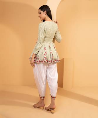 Green Handblock Print Dhoti Kurta Set 4