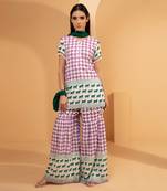Multicolor Handblock Print  Sharara Set