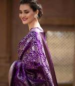 Wine Banarasi Silk Saree With Blouse Piece