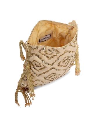 Beige rhombus sparkle potli bag 5