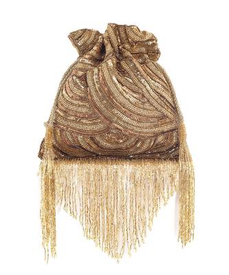 Gold glittering tassel potli bag 2