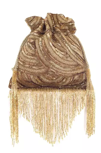 Gold glittering tassel potli bag