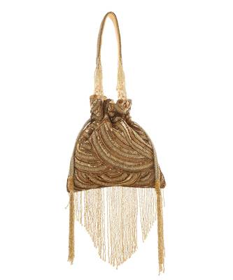 Gold glittering tassel potli bag 3