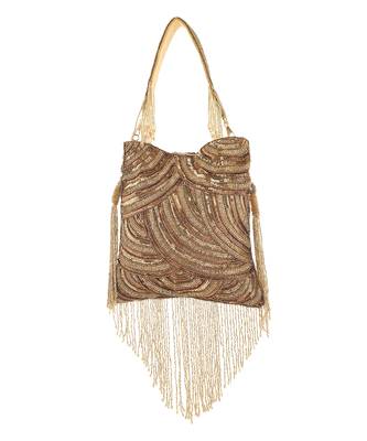 Gold glittering tassel potli bag 4