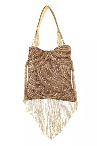 Gold glittering tassel potli bag