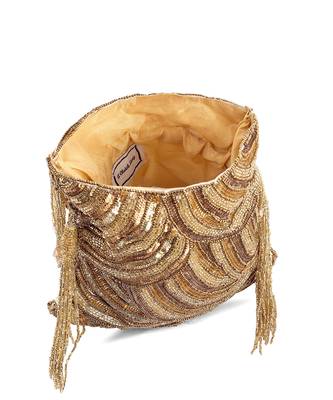 Gold glittering tassel potli bag 5