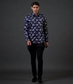 Indigo horses digital printed shirt