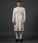Ivory birds printed kurta set