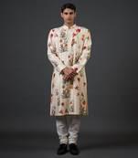 Ivory floral digital printed kurta set