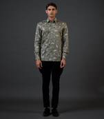 Pewter lotus digital printed shirt