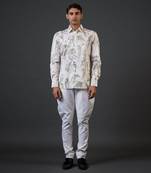 Ivory bird printed shirt