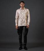 Beige bird digital printed shirt