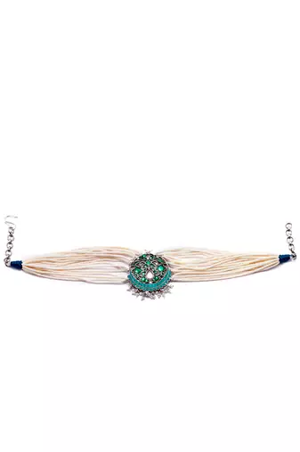 Green silver suhaliya choker