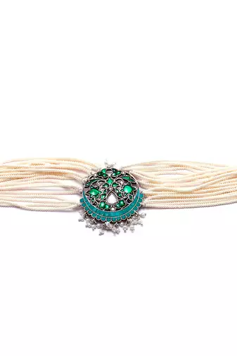 Green silver suhaliya choker