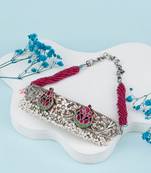 Pink silver iti charming choker
