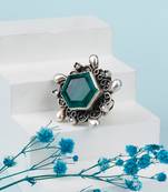 Green silver tiara charming ring