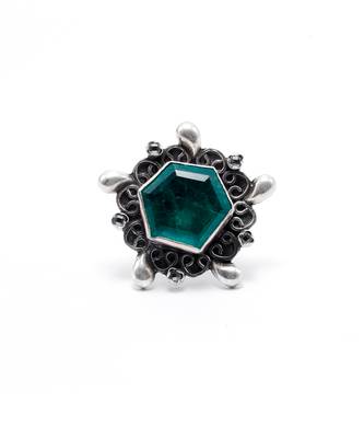 Green silver tiara charming ring 2