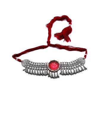 Red stunning silver shiza choker 3